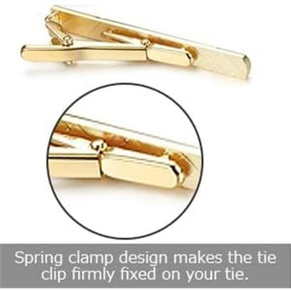 Mens tie clip set silver gold tie bar for skinny slim neckties formal accessorie - Picture 3 of 7